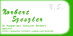 norbert szeszler business card